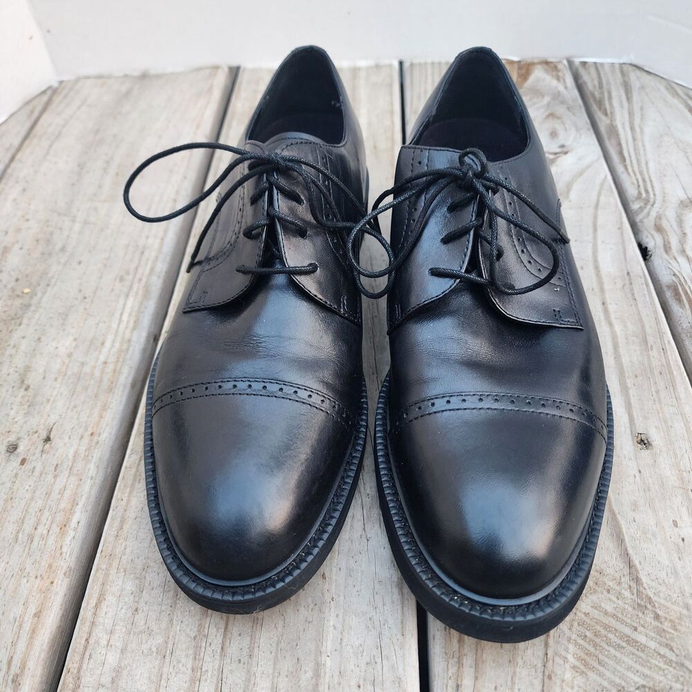 David Taylor Men’s Size 8.5 Oxford Black Leather Brogue Round Cap Toe Lace Shoes